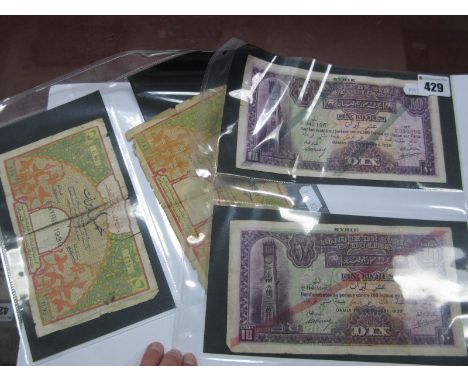 Six Overseas Banknotes, comprising of Banque De Syrie Et Du Liban Dix Livres, Damas 1st September 1939, L/K 042, 196 and L/E 