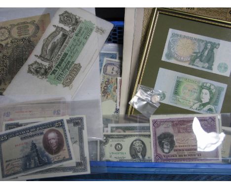 An Interesting Collection of Banknotes, Stock/Share Certificates and Coins, including The New York Central and Hudson River R
