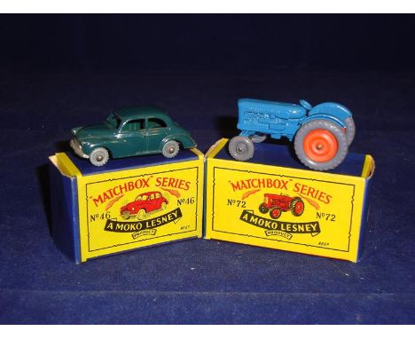 A pair of Matchbox Original Series 1-75 No. 46 Morris Minor (green) together with a No. 72 Fordson tractor. VG-E in VG boxes.
