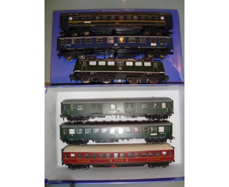 A Fleischmann German Outline E10 Class electric loco and rake of five coaches.  unboxed. G