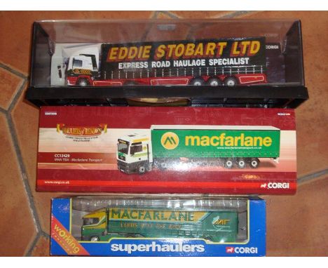 Three Corgi 1:50 Scale lorries to include one in Eddie Stobart livery.  E in G boxes.