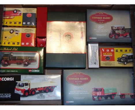 A group of mixed diecast mainly by Corgi to include a pair of Vintage Glory Steam Trucks.  VG-E in G-VG boxes (one lorry unbo