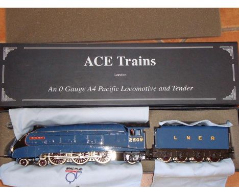 An ACE trains O Gauge Class A4 "Silver Link" in LNER blue.  E in E box.