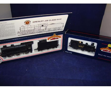 A pair of Bachmann steam locomotives comprising a Class J39 (logo and part of number painted over) and a Class J72 locomotive