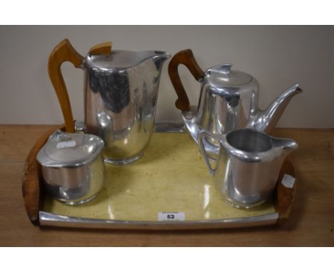 A mid-20th Century Picquot ware tea/coffee service, to comprise coffee pot, teapot, sucrier, and milk jug