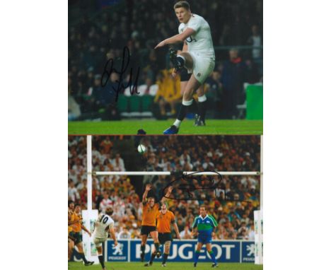 Rugby Union collection Johnny Wilkinson signed 12x8 colour photo and Owen Farrell signed 12x8 colour photo both pictured in a