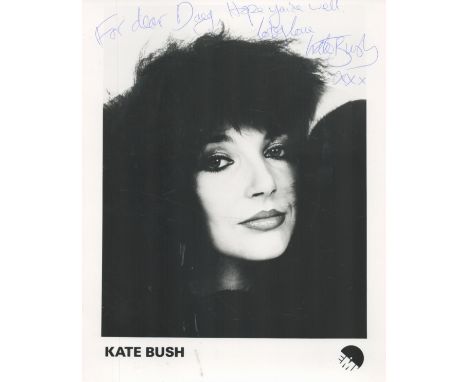 Kate Bush signed 10x8 black and white promo photo dedicated. Catherine Bush CBE (born 30 July 1958) is an English singer, son