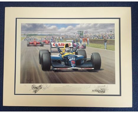 Nigel Mansell Formula One Racing Driver Signed 25x32 Double Mounted Limited Edition Print Titled 'Victory' And Signed By Nige