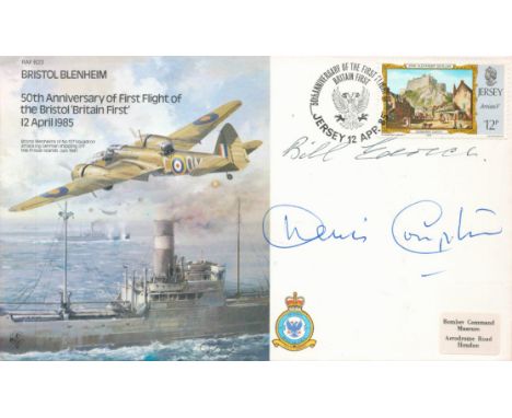Bill Edrich and Dennis Compton signed 50TH Anniversary of first flight of the Bristol Britain First 12 April 1985 FDC Jersey 