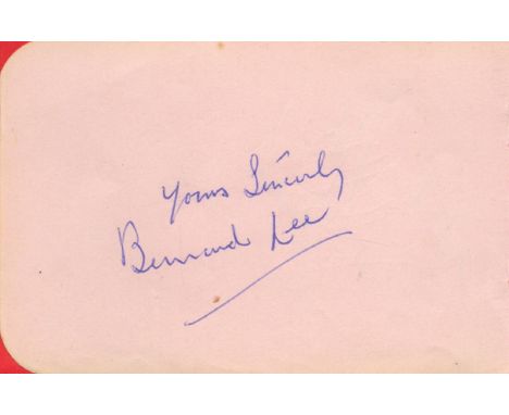 Bernard Lee signed 5x3 album page. John Bernard Lee (10 January 1908 - 16 January 1981), known as Bernard Lee, was an English