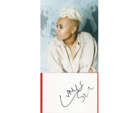 Emeli Sande signed 7x6 white card and a superb 10x8 colour photo. Adele Emily Sande, MBE (born 10 March 1987), known professi