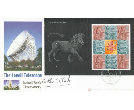 Arthur C Clarke signed The Lovell Telescope Jodrell Bank Observatory FDC PM Macclesfield 24. 9. 02. Good condition Est.