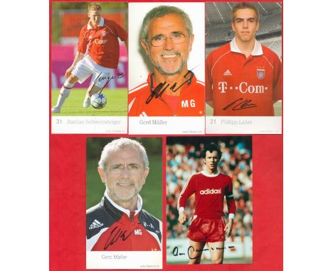 Bayern Munich legends collection 5 fantastic signed 6x4 photos includes Franz Beckenbauer, Gerd Muller, Bastian Schweinsteige