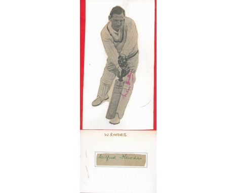 Cricket collection includes two England legends signatures Len Hutton and Wilfred Rhodes. Wilfred Rhodes (29 October 1877 - 8