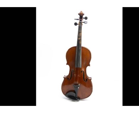 Violins, two violins comprising a full-size violin, Made in Nippon, which possibly dates it circa 1920, two-piece back, used 