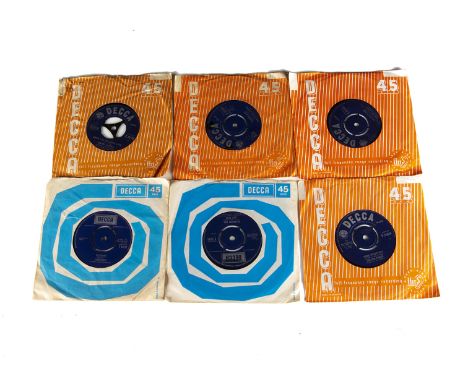 Decca Label 7" Singles, approximately one hundred and forty singles, all on the Decca label with many in original company sle
