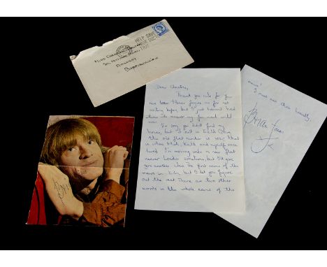 Rolling Stones / Brian Jones Signed Letter and Photo, a signed personal letter and signed photo from Brian Jones to the Vendo