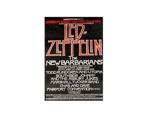 Led Zeppelin Poster, Original Knebworth 1979 Concert Poster, for their final UK performances in August 1979 with support from