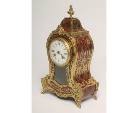 A FRENCH BOULLE CASED MANTEL CLOCK by LP Japy et Cie, late 19th century, the twin barrel movement with anchor escapement, sta