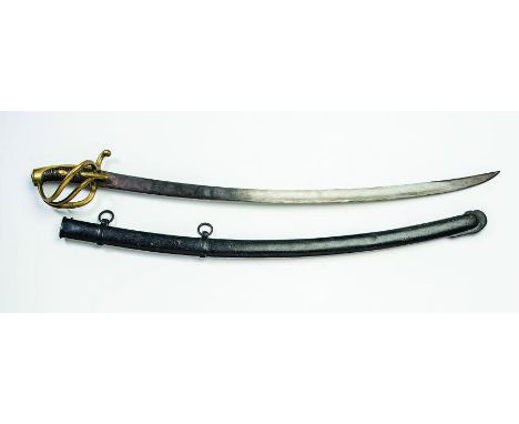 A FRENCH AN XI LIGHT CAVALRY SABRE, dated 1812, the 34 1/2" curved blade with proof marks inscribed on the back edge "Mfture 