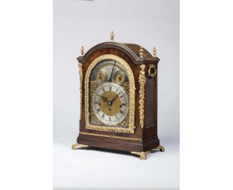 A MAHOGANY CASED MUSICAL TABLE CLOCK by Daniel Fenn, London, the triple fusee movement with verge escapement, chiming on eigh