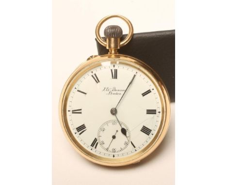 AN EDWARDIAN 18CT GOLD TOP WIND POCKET WATCH, London 1904, the ivory enamel dial with black Roman numerals enclosing subsidia