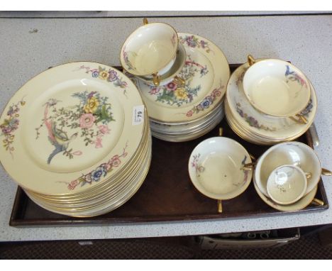 A Rosenthal bird and floral part dinner and tea set plus Mabel Lucy Attwell and other prints