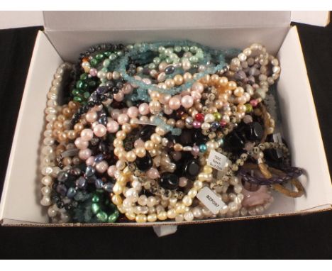 A quantity of bead necklaces including fresh water cultured pearl, quartz etc
