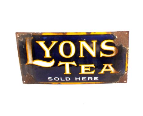 Lyons Tea enamel sign, 9 1/2" x 19" (some losses)