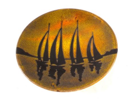 A Poole Aegean plate with sailboat decoration