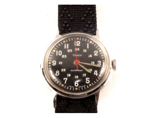 A Timex black dial military style wristwatch