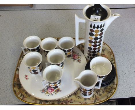 A Portmeirion Susan Williams Ellis coffee set plus a Royal Worcester floral cake plate