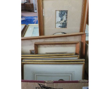 Three 19th Century watercolours of Hastings, four bird prints plus three watercolours in frames