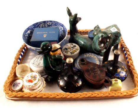 A 19th Century pottery Aladdins lamp plus other china