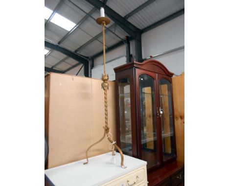 A vintage wrought iron candlestick converted to a floor standing lamp, will need re-wiring, or convert back to candlestick,  