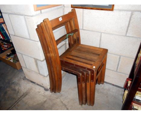 4 vintage Fisher stacking school chairs