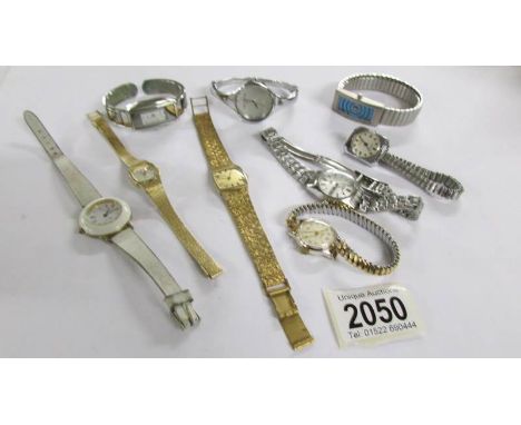 9 ladies manual wind and quartz watches including Bulova, Citizen, Ingersol.