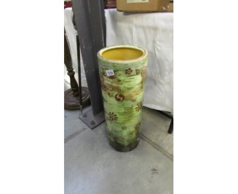 A Bermantoft ceramic stick stand (a/f, hole in bottom and cracked) together with a large Bermantoft jardiniere also a/f.