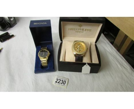 2 boxed wrist watches including Sekonda and one marked Patek Philippe. ****Condition report**** Sekonda is quartz, not curren