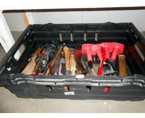 A quantity of tools including chisels, lump hammer etc.