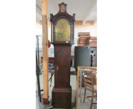 A good Victorian brass faced Grandfather clock marked Bennett, complete with weights and pendulum. ****Condition report**** H