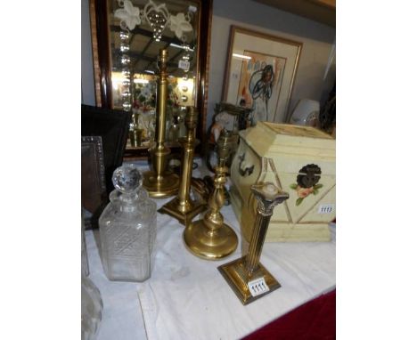 Four brass lamp bases.