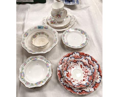 A selection of various part vintage tea services Queen Anne, a part set of Wellington china with scalloped edges and a part R