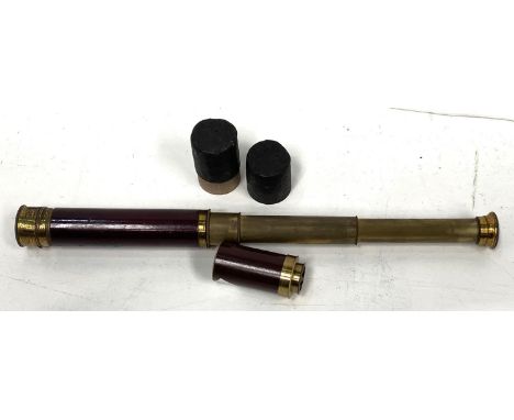 A 19th century 4 sectional pocket telescope in brass and mahogany; a similar item 