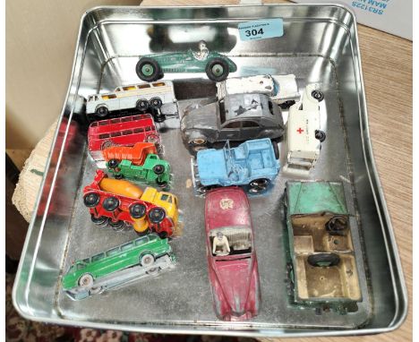 A vintage Dinky toys 23G Cooper Bristol and other Lesney and other loose diecast vehicles 