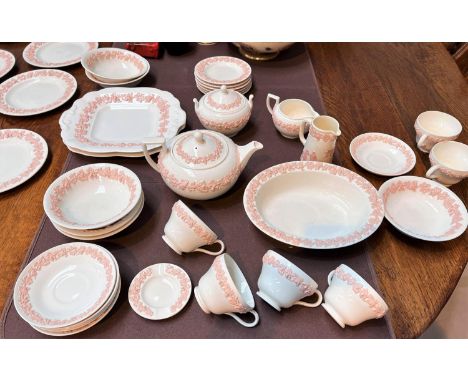 A Wedgwood part dinner/tea service, pink Queens Ware, 36 pieces approx ( some pieces minor faults)Approx 6 pieces, including 