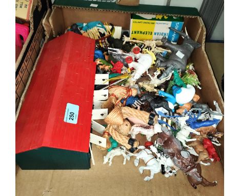 A selection of vintage farm and zoo animals, including some Britains.&nbsp; 