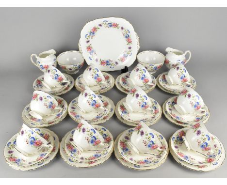 A Royal Cauldon Floral Decorated Tea Set (C2114) to Comprise Twelve Cups, Twelve Saucers, Twelve Side Plates, Two Milk Jugs a