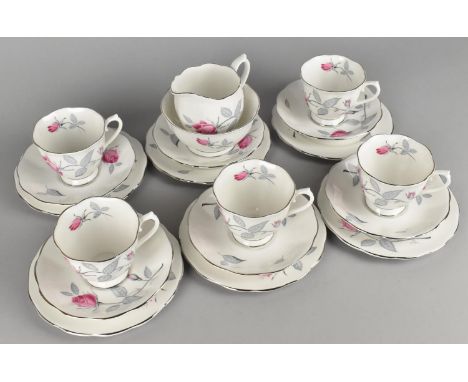 A Royal Albert Rose Pattern Tea Set to Comprise Five Cups, Six Saucers, Six Side Plates, Milk Jug and Sugar Bowl 