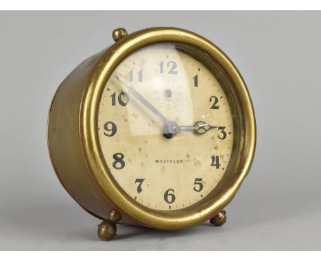 A Vintage Brass Cased Alarm Clock by Westclox, 11.5cm Diameter
